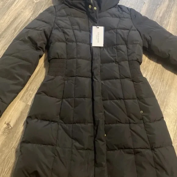 Cole Haan Black Jacket Real Down Feather Size small Brand new with tags